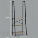 CARLA HOME 5 Tier Ladder Shelf - Wood Metal Display Bookcase - Brown - Rustic - Steel