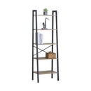 CARLA HOME 5 Tier Ladder Shelf - Wood Metal Display Bookcase - Brown - Rustic - Steel