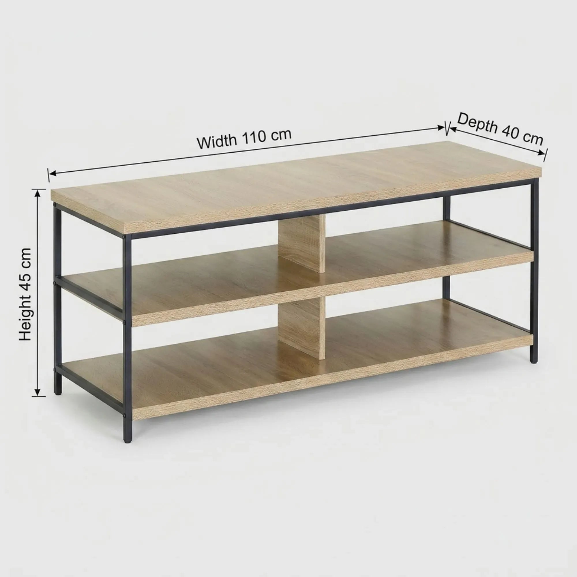 CARLA HOME Tv Stand 3 Tier Open Shelf Entertainment Console - Brown - Rustic - Steel