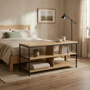 CARLA HOME Tv Stand 3 Tier Open Shelf Entertainment Console - Brown - Rustic - Steel