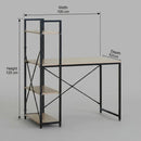 CARLA HOME Computer Desk with 4 Shelf Bookcase - Steel - Brown - Rustic - Office Desk Computer