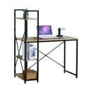 CARLA HOME Computer Desk with 4 Shelf Bookcase - Steel - Brown - Rustic - Office Desk Computer