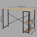 CARLA HOME Office Desk with 2 Shelves - Metal Frame - Natural - 120cm - Brown - Rustic