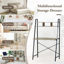 CARLA HOME Ladder Desk with Shelves - Steel Frame - Oak - 84cm - Brown - Study Desk