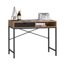 CARLA HOME Oak Computer Desk with Drawer - Mdf Steel Frame - Brown - Rustic - Office Desk Computer