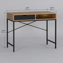 CARLA HOME Oak Computer Desk with Drawer - Mdf Steel Frame - Brown - Rustic - Office Desk Computer