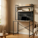 CARLA HOME Computer Desk with Hutch Shelves and Pegboard - Brown - Rustic - Steel