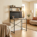 CARLA HOME Computer Desk with Hutch Shelves and Pegboard - Brown - Rustic - Steel