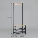 CARLA HOME Hall Tree Coat Rack with Bench - 5 Hooks - Brown - Rustic - Garment Rack