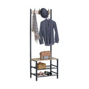 CARLA HOME Hall Tree Coat Rack with Bench - 5 Hooks - Brown - Rustic - Garment Rack