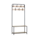CARLA HOME Hall Tree Coat Rack with Bench - 8 Hooks - Brown - Rustic - Garment Rack