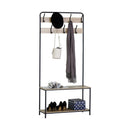CARLA HOME Hall Tree Coat Rack with Bench - 8 Hooks - Brown - Rustic - Garment Rack