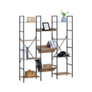 CARLA HOME 12 - Shelf Bookcase - Wood Metal Display Shelf - Brown - Rustic - Steel