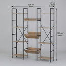 CARLA HOME 12 - Shelf Bookcase - Wood Metal Display Shelf - Brown - Rustic - Steel