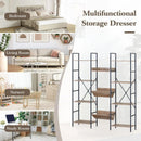 CARLA HOME 12 - Shelf Bookcase - Wood Metal Display Shelf - Brown - Rustic - Steel