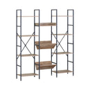 CARLA HOME 12 - Shelf Bookcase - Wood Metal Display Shelf - Brown - Rustic - Steel