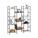 CARLA HOME 12 - Shelf Bookcase - Wood Metal Display Shelf - Brown - Rustic - Steel