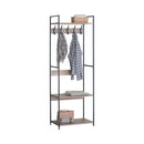 CARLA HOME Freestanding Garment Rack - 5 Hooks 4 Shelves - Brown - Rustic - Steel