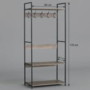 CARLA HOME Freestanding Garment Rack - 5 Hooks 4 Shelves - Brown - Rustic - Steel