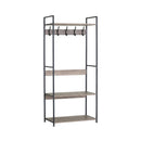 CARLA HOME Freestanding Garment Rack - 5 Hooks 4 Shelves - Brown - Rustic - Steel