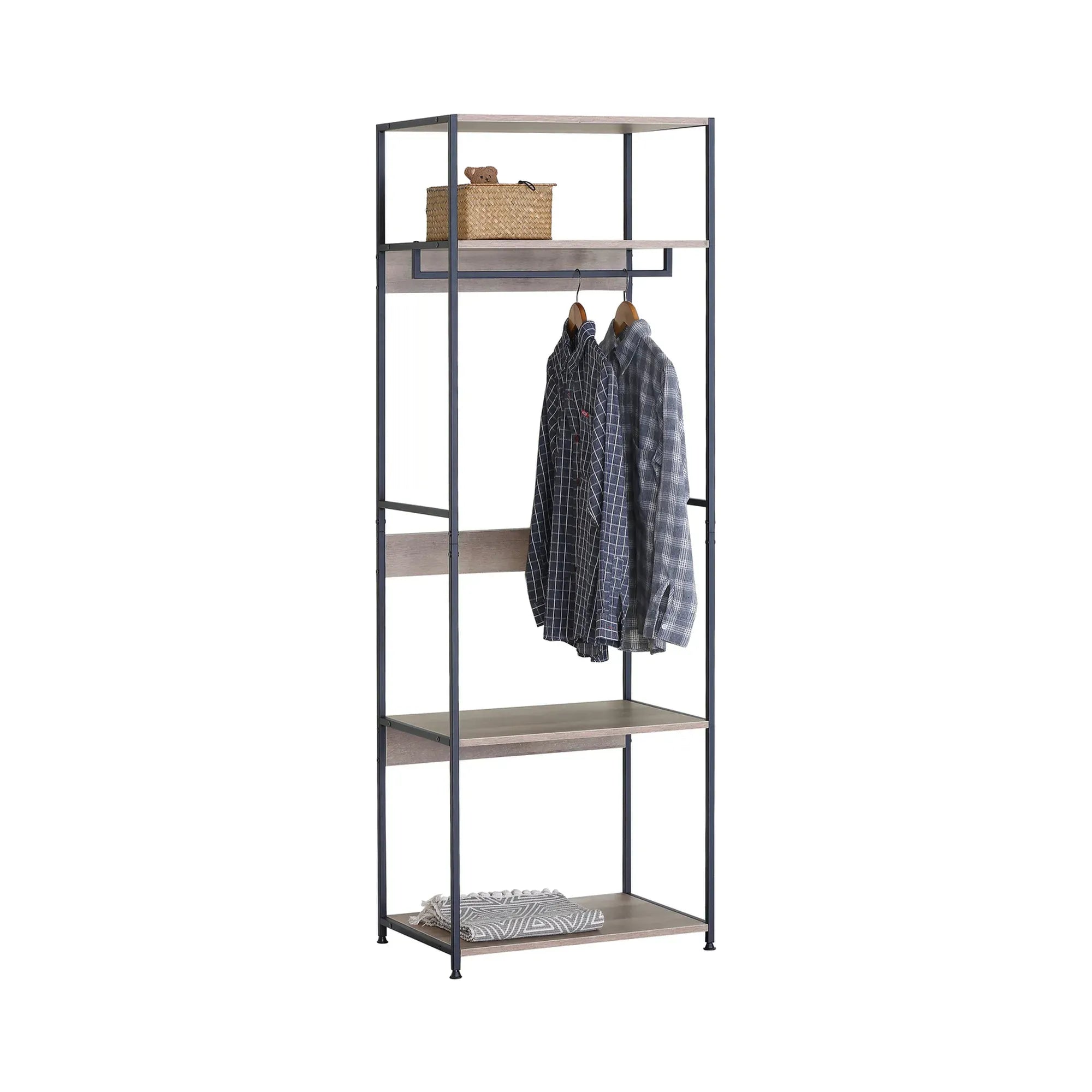 CARLA HOME Freestanding Clothes Rack with Shelves - Grey - 175 cm - Clothing Rack