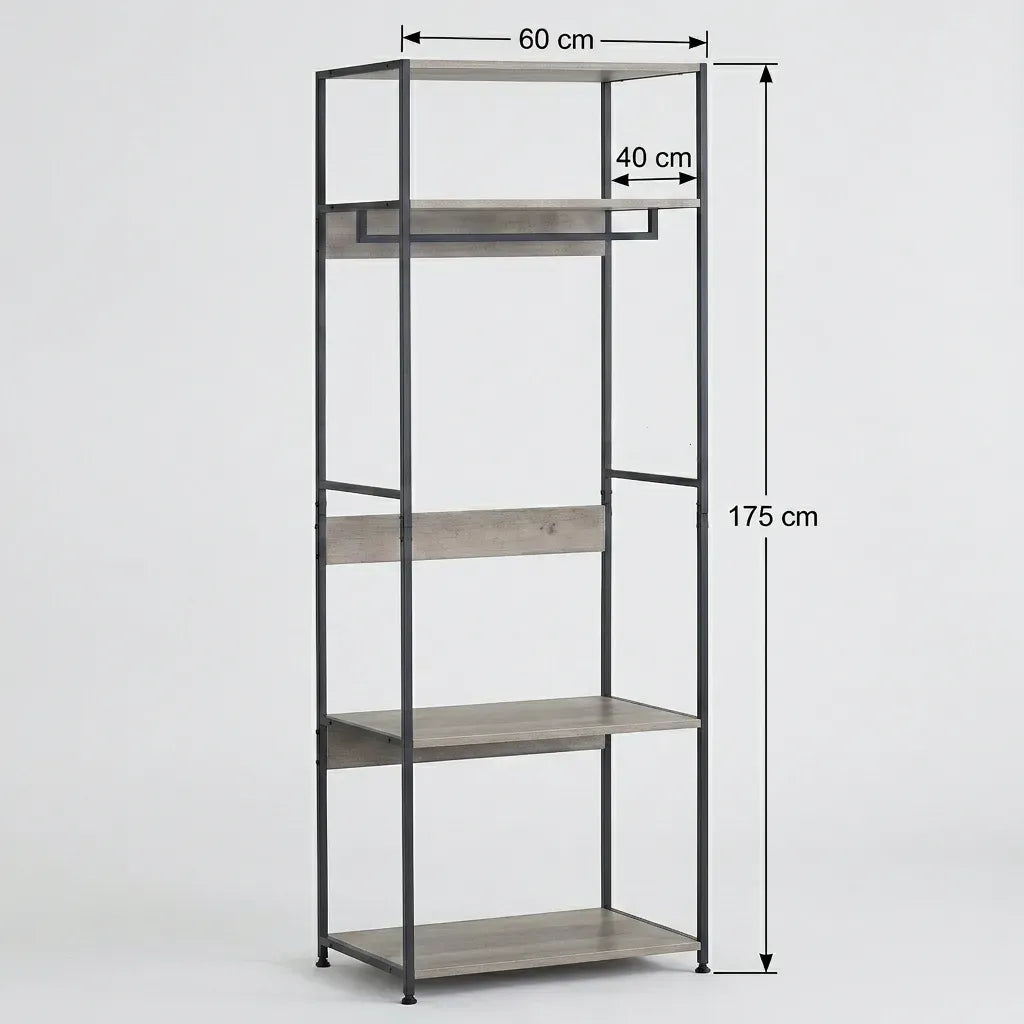 CARLA HOME Freestanding Clothes Rack with Shelves - Grey - 175 cm - Clothing Rack