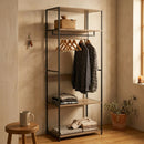 CARLA HOME Freestanding Clothes Rack with Shelves - Grey - 175 cm - Clothing Rack