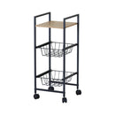 CARLA HOME 3 Tier Rolling Kitchen Trolley Cart - Rustic Brown - Steel - Kitchen Rolling Cart