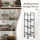 CARLA HOME 4 Tier Rolling Kitchen Trolley Cart - Rustic Brown - Steel - Kitchen Rolling Cart