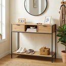 CARLA HOME Console Table with 2 Drawers - Open Shelf - Brown - Console Cabinet - Rustic