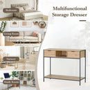CARLA HOME Console Table with 2 Drawers - Open Shelf - Brown - Console Cabinet - Rustic