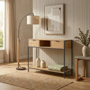 CARLA HOME Console Table with 2 Drawers - Open Shelf - Brown - Console Cabinet - Rustic