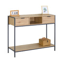 CARLA HOME Console Table with 2 Drawers - Open Shelf - Brown - Console Cabinet - Rustic