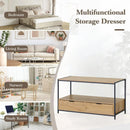 CARLA HOME Coffee Table with 2 Drawers - Open Shelf - Brown - Rustic - Steel - Living Room Bedroom