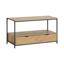 CARLA HOME Coffee Table with 2 Drawers - Open Shelf - Brown - Rustic - Steel - Living Room Bedroom