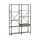 CARLA HOME 7 Shelf Bookcase - Wood Metal Display Shelf - Brown - Rustic - Steel - Living Room Office