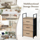 CARLA HOME 3 Drawer Tallboy Storage Cabinet - Brown - Rustic - Steel - Chest Drawers Tallboy