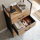 CARLA HOME 3 Drawer Tallboy Storage Cabinet - Brown - Rustic - Steel - Chest Drawers Tallboy