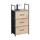 CARLA HOME 3 Drawer Tallboy Storage Cabinet - Brown - Rustic - Steel - Chest Drawers Tallboy