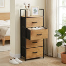 CARLA HOME 4 Drawer Tallboy Storage Cabinet - Brown - Rustic - Steel - Chest Drawers Tallboy