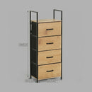 CARLA HOME 4 Drawer Tallboy Storage Cabinet - Brown - Rustic - Steel - Chest Drawers Tallboy