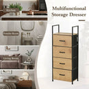 CARLA HOME 4 Drawer Tallboy Storage Cabinet - Brown - Rustic - Steel - Chest Drawers Tallboy