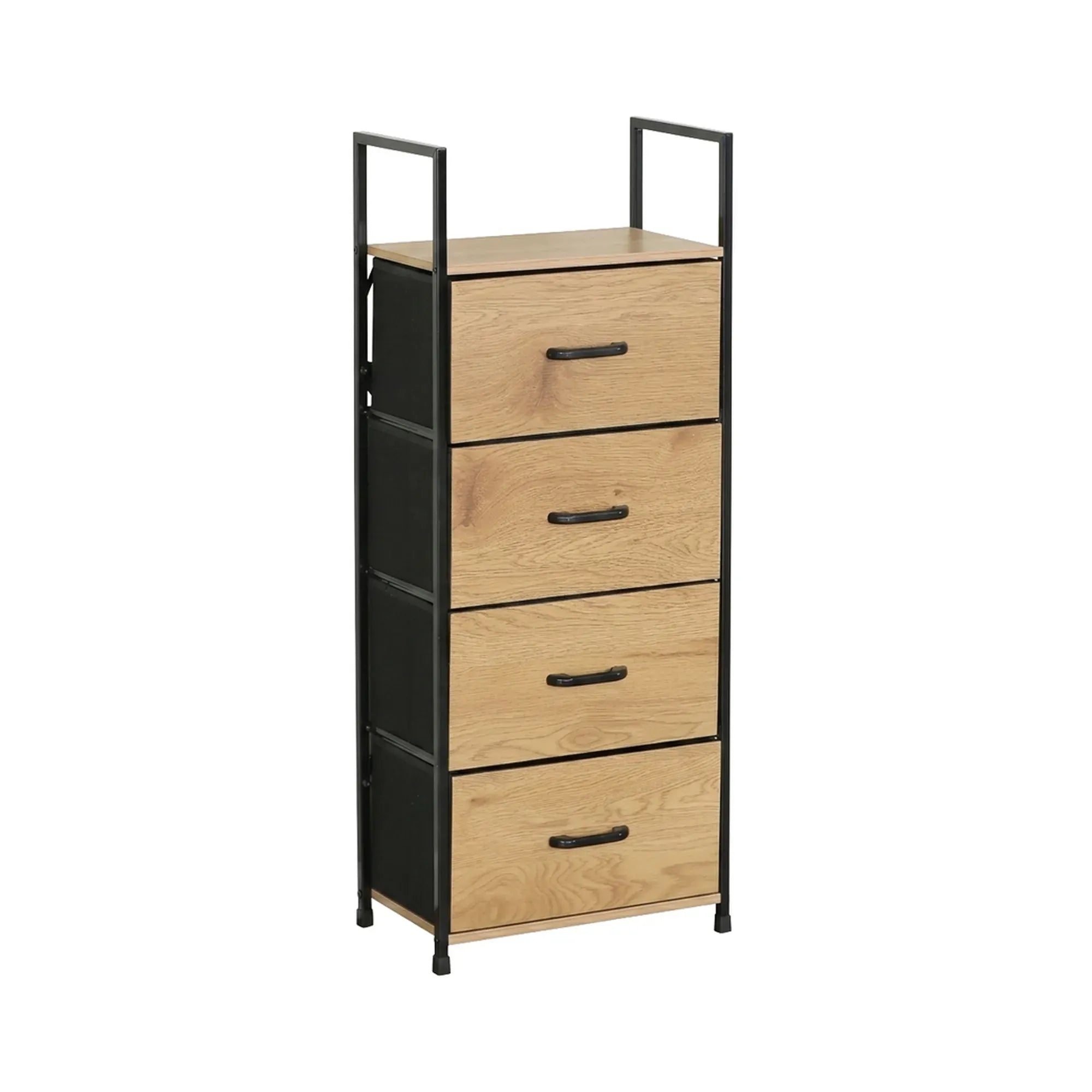 CARLA HOME 4 Drawer Tallboy Storage Cabinet - Brown - Rustic - Steel - Chest Drawers Tallboy