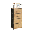 CARLA HOME 4 Drawer Tallboy Storage Cabinet - Brown - Rustic - Steel - Chest Drawers Tallboy