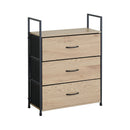 CARLA HOME 3 Drawer Tallboy Large Storage Cabinet - Brown - Rustic - Steel - Chest Drawers Tallboy