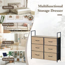 CARLA HOME 6 Drawer Tallboy Large Storage Cabinet - Brown - Rustic - Steel - Chest Drawers Tallboy