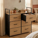 CARLA HOME 6 Drawer Tallboy Large Storage Cabinet - Brown - Rustic - Steel - Chest Drawers Tallboy