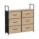 CARLA HOME 6 Drawer Tallboy Large Storage Cabinet - Brown - Rustic - Steel - Chest Drawers Tallboy