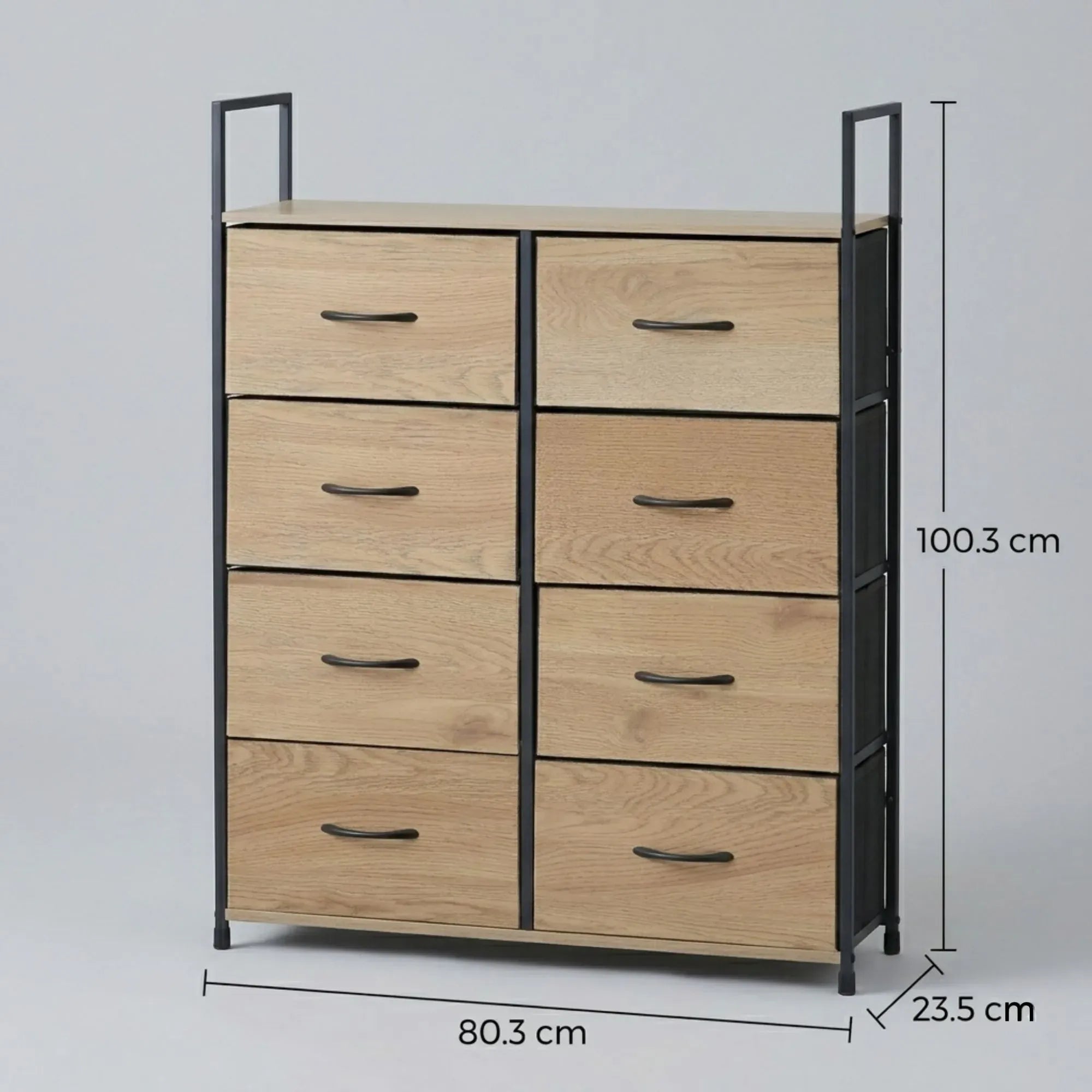 CARLA HOME 8 Drawer Tallboy Large Storage Cabinet - Brown - Rustic - Steel - Chest Drawers Tallboy