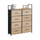 CARLA HOME 8 Drawer Tallboy Large Storage Cabinet - Brown - Rustic - Steel - Chest Drawers Tallboy